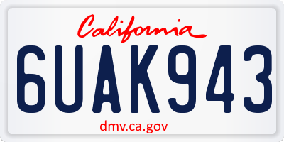 CA license plate 6UAK943