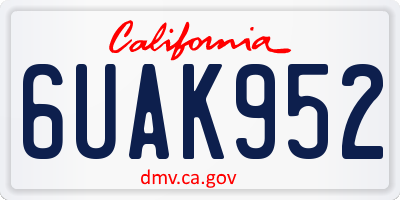 CA license plate 6UAK952
