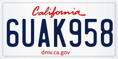 CA license plate 6UAK958