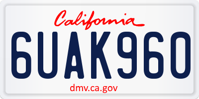 CA license plate 6UAK960