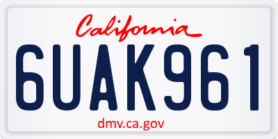 CA license plate 6UAK961