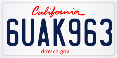 CA license plate 6UAK963