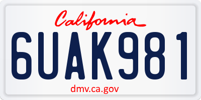 CA license plate 6UAK981