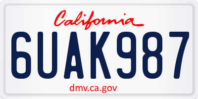 CA license plate 6UAK987