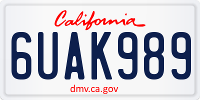CA license plate 6UAK989
