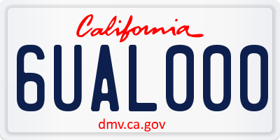 CA license plate 6UAL000