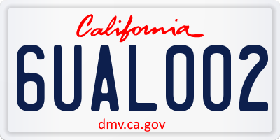 CA license plate 6UAL002