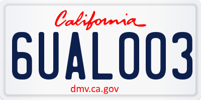 CA license plate 6UAL003