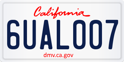 CA license plate 6UAL007
