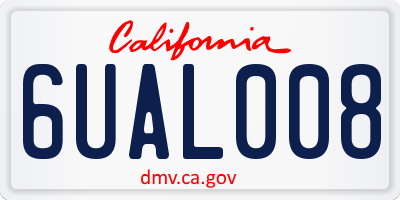 CA license plate 6UAL008