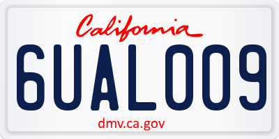 CA license plate 6UAL009