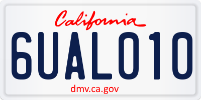 CA license plate 6UAL010