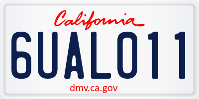 CA license plate 6UAL011