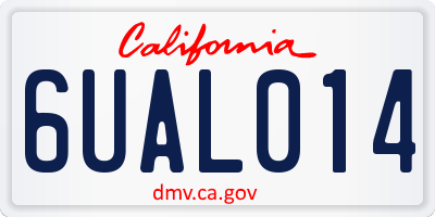 CA license plate 6UAL014