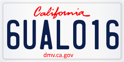 CA license plate 6UAL016