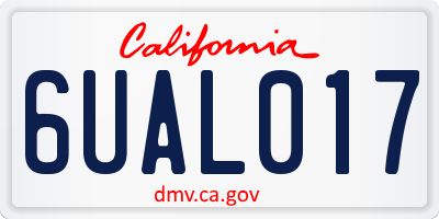 CA license plate 6UAL017