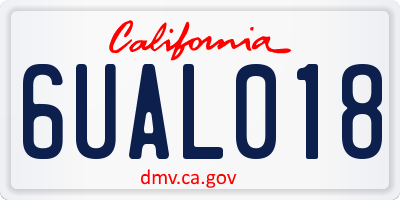 CA license plate 6UAL018