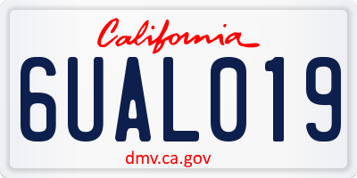 CA license plate 6UAL019