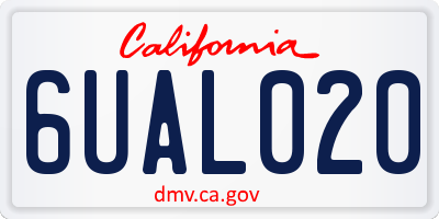 CA license plate 6UAL020