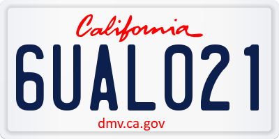 CA license plate 6UAL021