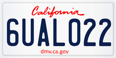 CA license plate 6UAL022