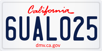 CA license plate 6UAL025