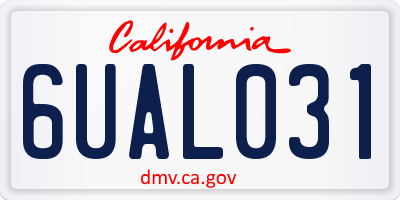 CA license plate 6UAL031