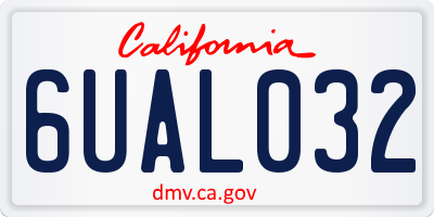 CA license plate 6UAL032