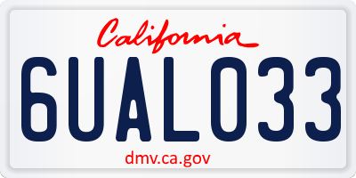 CA license plate 6UAL033