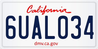 CA license plate 6UAL034