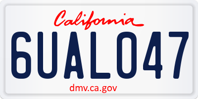 CA license plate 6UAL047