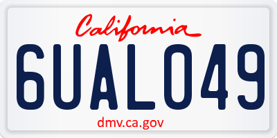 CA license plate 6UAL049