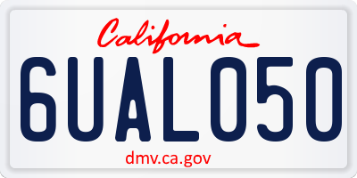 CA license plate 6UAL050