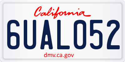 CA license plate 6UAL052