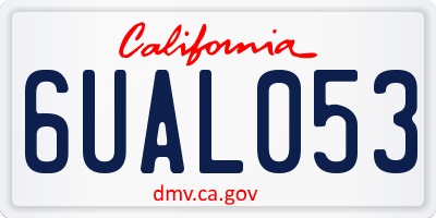 CA license plate 6UAL053