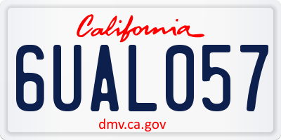 CA license plate 6UAL057