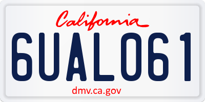 CA license plate 6UAL061
