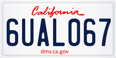 CA license plate 6UAL067