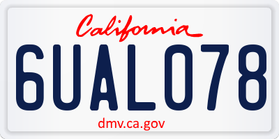 CA license plate 6UAL078