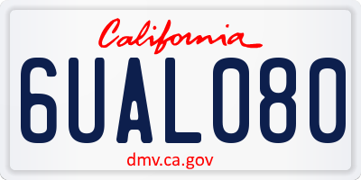 CA license plate 6UAL080