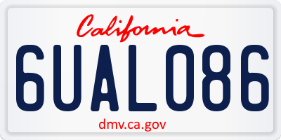 CA license plate 6UAL086