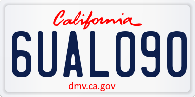 CA license plate 6UAL090