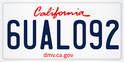 CA license plate 6UAL092
