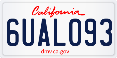 CA license plate 6UAL093