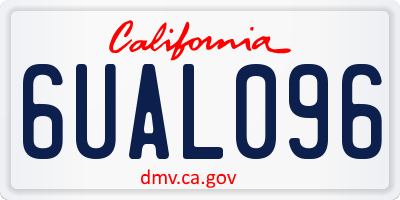 CA license plate 6UAL096
