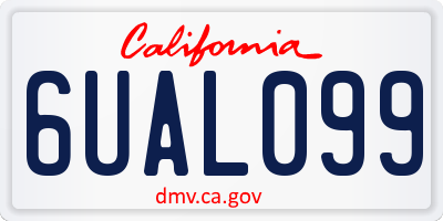 CA license plate 6UAL099