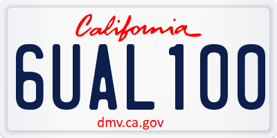 CA license plate 6UAL100