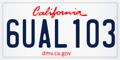 CA license plate 6UAL103