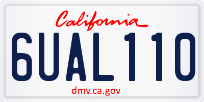 CA license plate 6UAL110