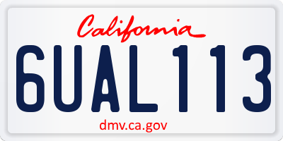 CA license plate 6UAL113